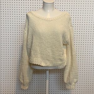 Cream knit bell sleeve sweater